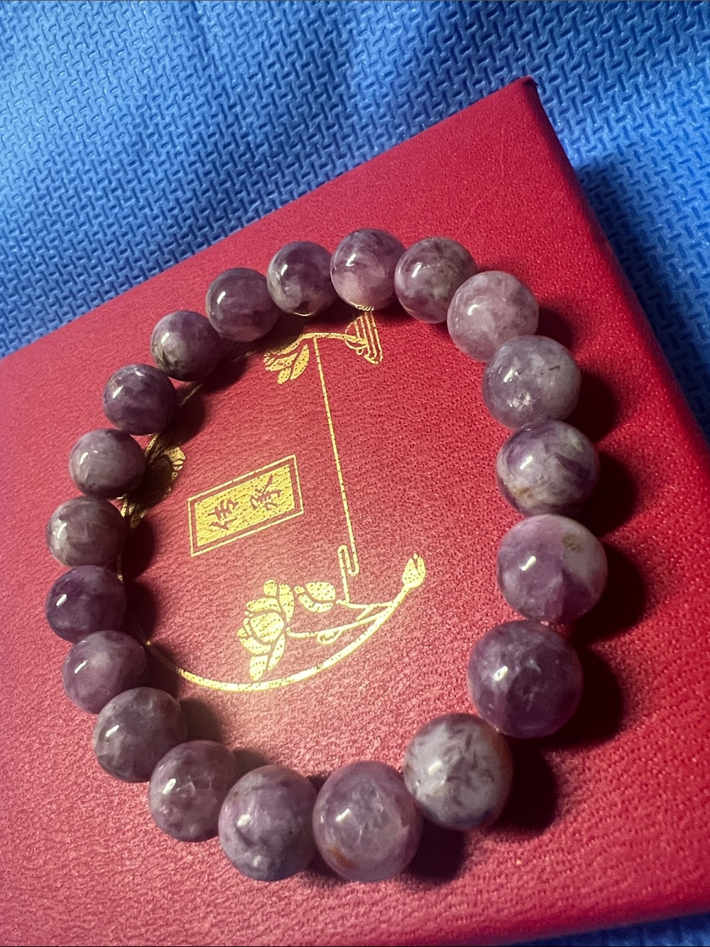 Purple mica  Beaded Gemstone Stretch Bracelet